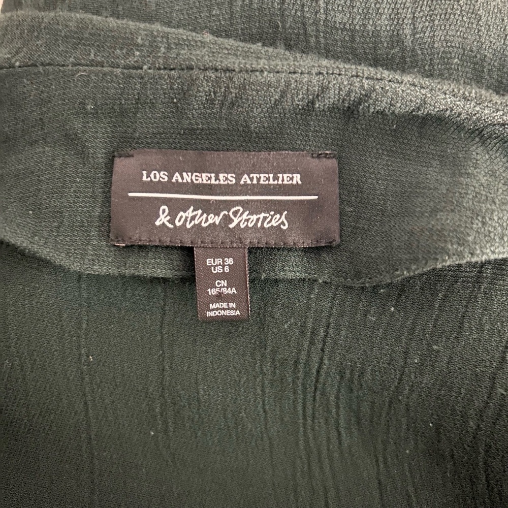& Other Stories Dark Green Long Sleeve Wrap Effect Blouse Size 6 - Picture 6 of 7